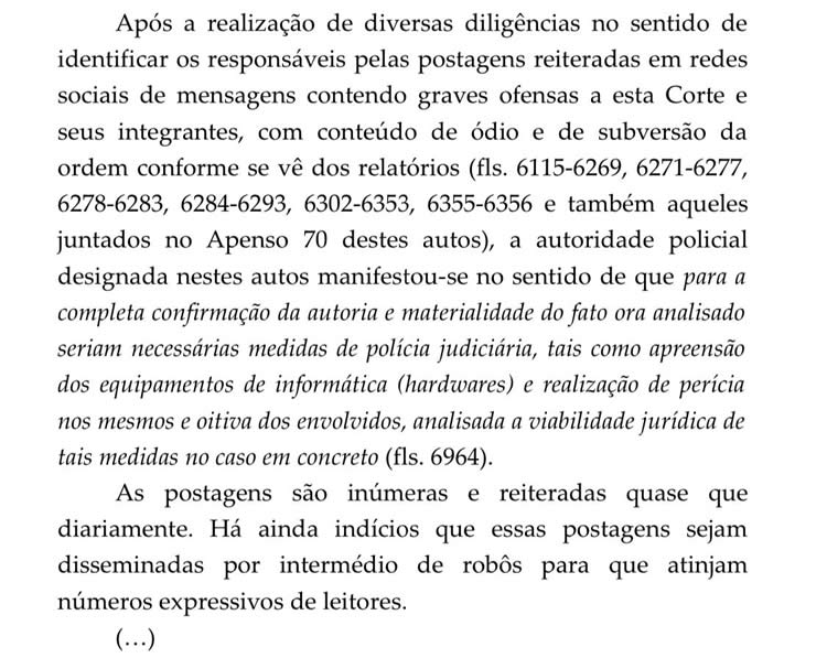 Operação contra bolsonaristas por fake news foi pedida pela PF