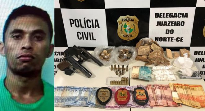 Acusado de vários homicídios em Juazeiro é preso com armas, muita cocaína e crack