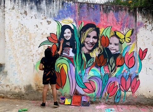 Jovem do Crato faz mural em homenagem à atriz Naya Rivera e repercute nas redes sociais