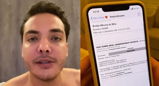 Wesley Safadão mostra exame positivo de Covid-19 após ser acusado de mentir sobre diagnóstico