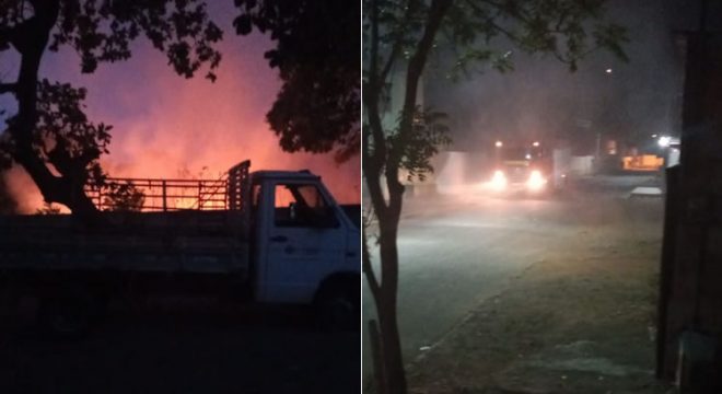 Fogo perto da garagem dos ônibus escolares em Juazeiro ameaçou veículos
