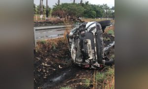 Sargento da PM morre e tenente fica ferido após viatura capotar na rodovia CE-85