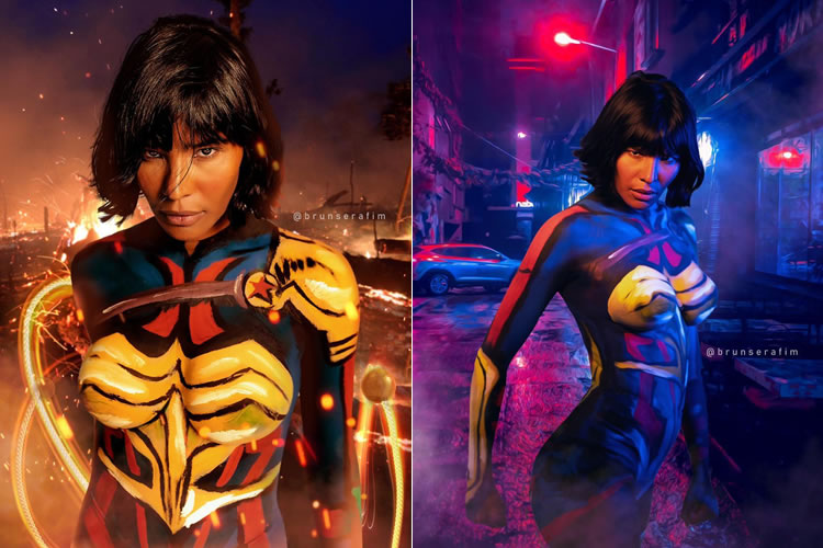 Caririense é inspiração para a nova Mulher Maravilha e pinta no corpo a armadura da heroína