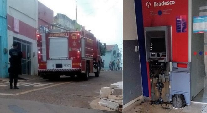 Bradesco de Granjeiro foi arrombado esta madrugada e houve princípio de incêndio