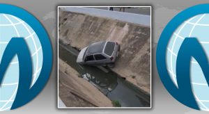 Carro cai no Canal do Rio Granjeiro em Crato após motorista perder controle