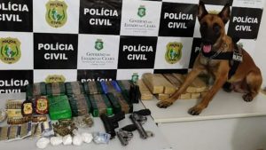 Dois homens são presos com 20kg de drogas e arma com brasão da PM de São Paulo