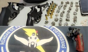 Dupla presa em Juazeiro com armas e drogas e jovem com revólver em Barbalha