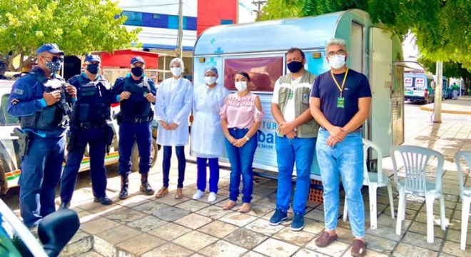 Barreira sanitária é instalada em rodoviária de Barbalha para evitar entrada da variante Delta