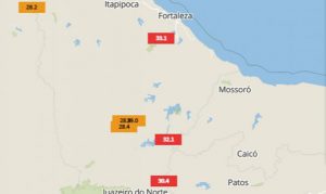 Cidades cearenses têm temperaturas de mais de 40°C nessa quarta-feira, 2