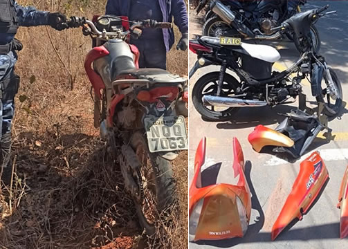 Moto abandonada num matagal em Juazeiro e outra recuperada em Barbalha