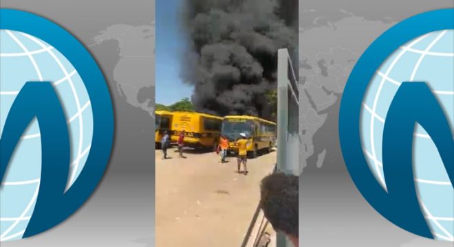 Princípio de incêndio em Juazeiro do Norte ameaçou ônibus escolares