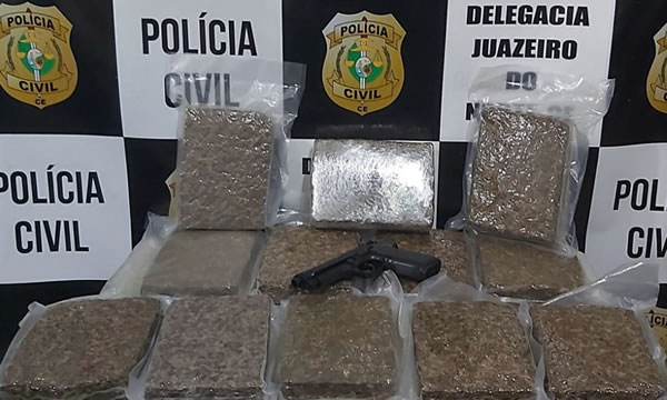 Prisão em Juazeiro com muita maconha skunk e pistola numa ação da Polícia Civil