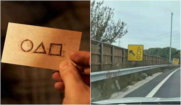 Polícia 'tranquiliza' motoristas após placa com símbolos de 'Round 6' viralizar