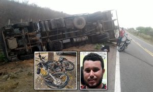 Acidente no Cariri entre caminhão e moto deixa piloto gravemente ferido em Aurora