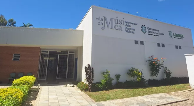 Fachada do Vila da Música, no Crato, Ceará.