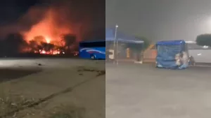 Incêndio nas proximidades do Centro de Apoio ao Romeiro, em Juazeiro do Norte.