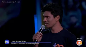 Samuel Macedo, fotógrafo caririense falando no Criança Esperança, da TV Globo.
