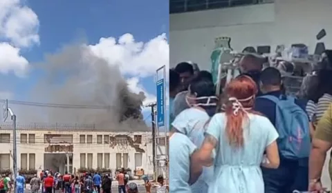 Um incêndio atingiu o Hospital César Cals na manhã desta quinta-feira (13), em Fortaleza.