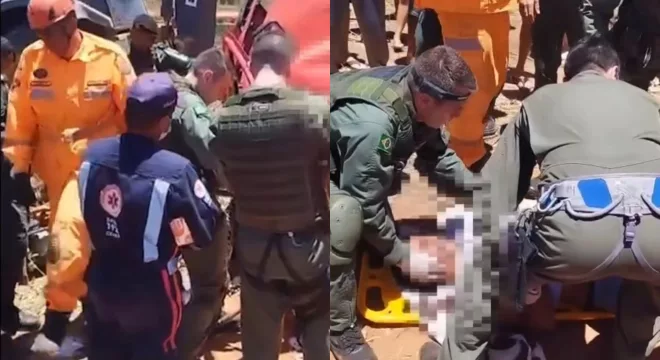 Equipes resgatam vítima de acidente em Brejo Santo.