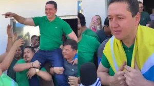 Glêdson foi recebido por apoiadores e chegou a ser carregado nos ombros em Juazeiro do Norte