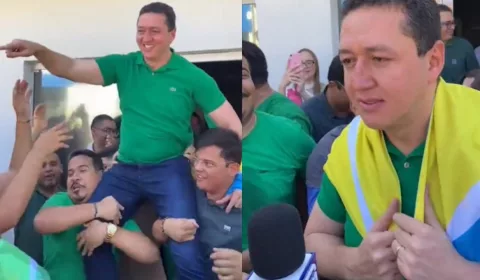 Glêdson foi recebido por apoiadores e chegou a ser carregado nos ombros em Juazeiro do Norte