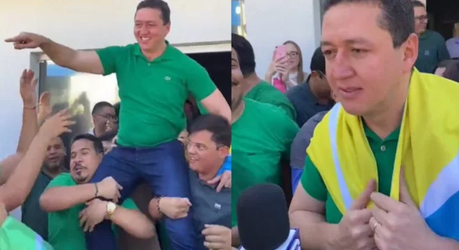 Glêdson foi recebido por apoiadores e chegou a ser carregado nos ombros em Juazeiro do Norte