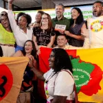 Delegação de Salitre durante entrega do Selo Município Sem Racismo, em Fortaleza.