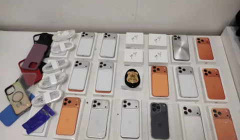 Eletrônicos apreendidos pela Polícia Federal em Fortaleza.