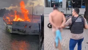 Incêndio a embarcação em Itarema.