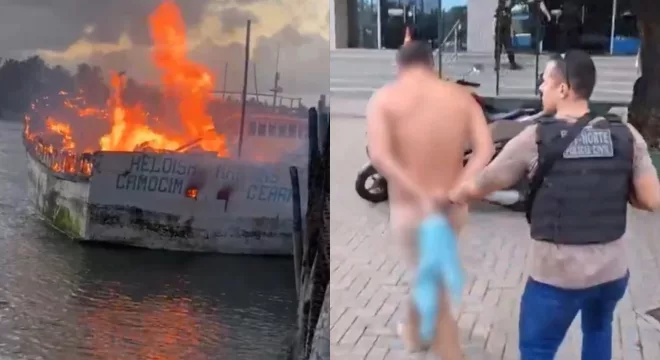 Incêndio a embarcação em Itarema.