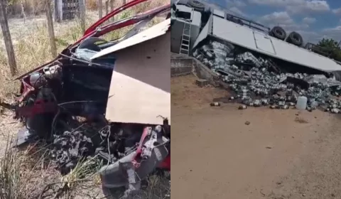 Um acidente entre um carro de passeio e um caminhão foi registrado nesta segunda-feira (15), no distrito de Dom Quintino, no Crato.