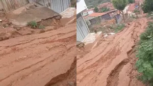 Buracos nas ruas do bairro Sertãozinho, no Crato