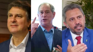 Camilo Santana, Ciro Gomes e Elmano de Freitas, respectivamente.