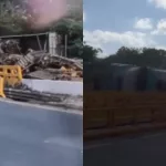 Caminhão tomba na Avenida Leão Sampaio.