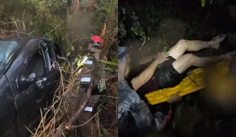 Carro cai em ribanceira e deixa uma pessoa ferida em Barbalha.