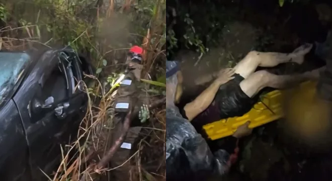 Carro cai em ribanceira e deixa uma pessoa ferida em Barbalha.