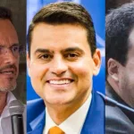 Yury do Paredão, ao centro, e os prefeitos André Barreto e Guilherme Saraiva | Fotos: Reprodução