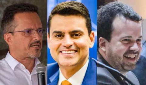 Yury do Paredão, ao centro, e os prefeitos André Barreto e Guilherme Saraiva | Fotos: Reprodução