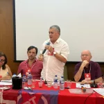 José Guimarães falando durante reunião do diretório estadual do PT no Ceará.