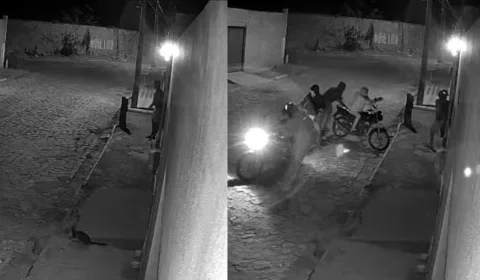 Imagens da câmara de segurança registram o momento do homicído no bairro Betolândia em Juazeiro do Norte.