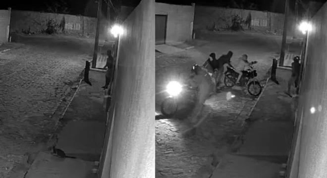 Imagens da câmara de segurança registram o momento do homicído no bairro Betolândia em Juazeiro do Norte.