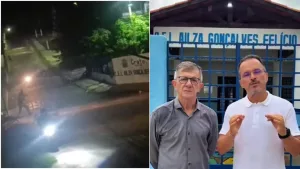 troca de tiros entre policiais e bandidos no crato, em 15 de janeiro de 2026. ao lado a foto de andré barreto, prefeito da cidade e Werisleik Pontes, secretário de segurança pública.