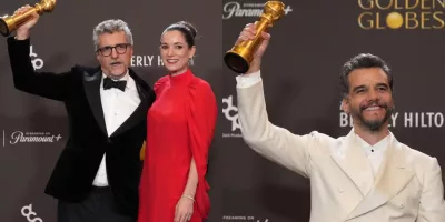 Kleber Mendonça e Wagner Moura no Globo de Ouro 2026.