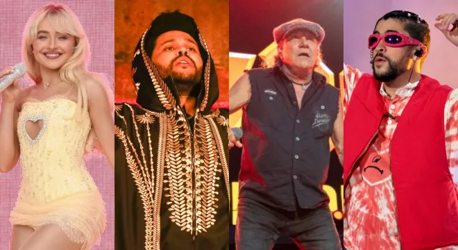 Sabrina Carpenter, The Weeknd, AC/DC e Bad Bunny se apresentam no Brasil em 2026;