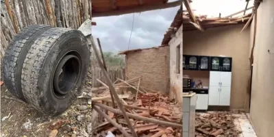 O telhado da cozinha e da sala de jantar ficou com telhas quebradas em Madalena.