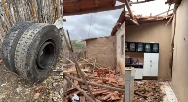 O telhado da cozinha e da sala de jantar ficou com telhas quebradas em Madalena.