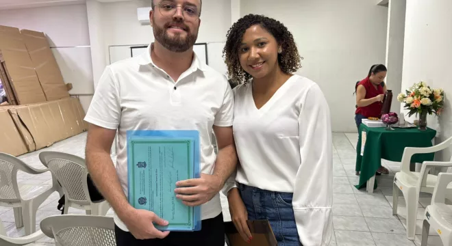 Daniel Brandom e Ana Maria, professores dos Anos Iniciais de Brejo Santo.