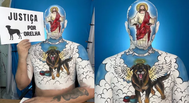 David Bertassi prestou uma homenagem ao Cão Orelha