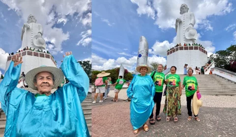 Eudora Soares, de 84 anos, realizou sonho de conhecer Juazeiro do Norte