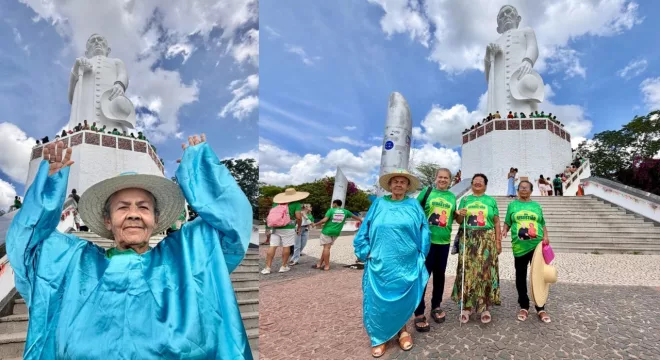 Eudora Soares, de 84 anos, realizou sonho de conhecer Juazeiro do Norte